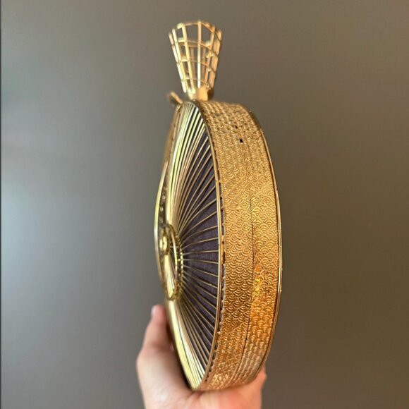 Gold Spiral Clutch | Black Evening Bag with Chain Strap - Picture 7 of 8